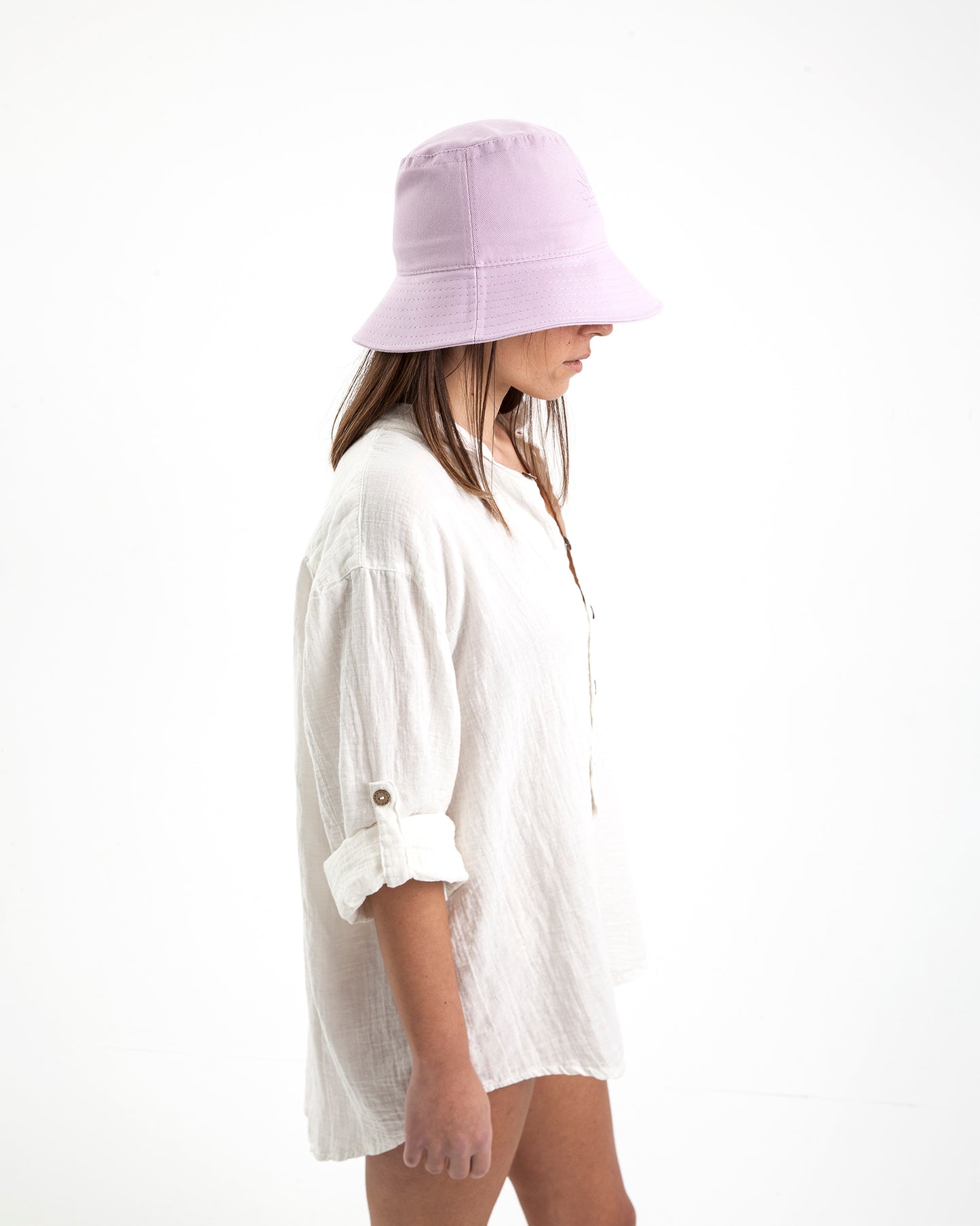 Lila %100 Pamuk Bucket Şapka - hateko