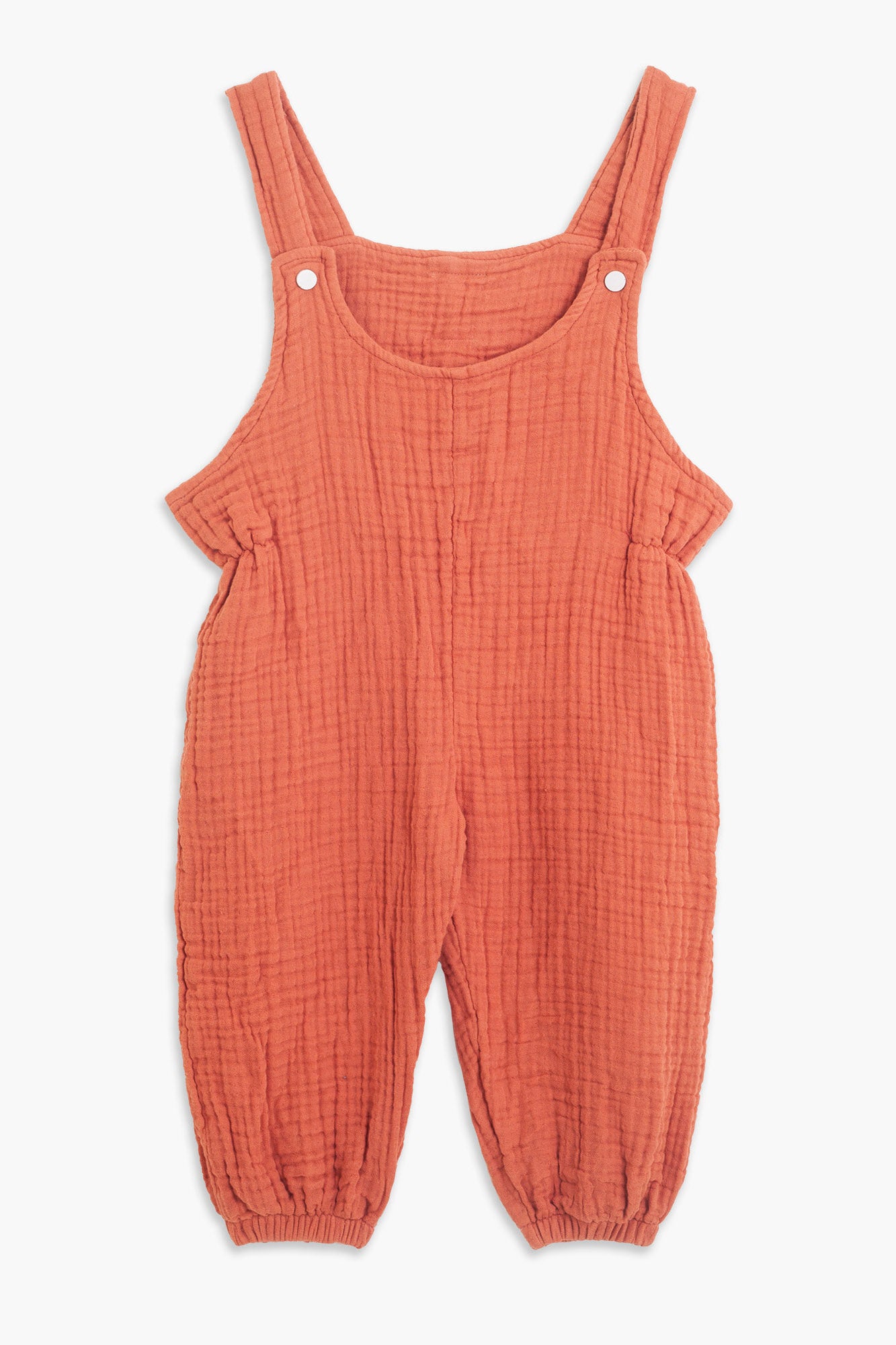 Koyu Şeftali Unisex Müslin 3-4 Yaş Çocuk Tulum Salopet - hateko
