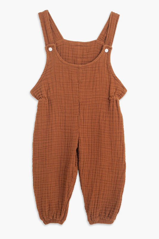 Toprak Rengi Unisex Müslin 3-4 Yaş Çocuk Tulum - hateko